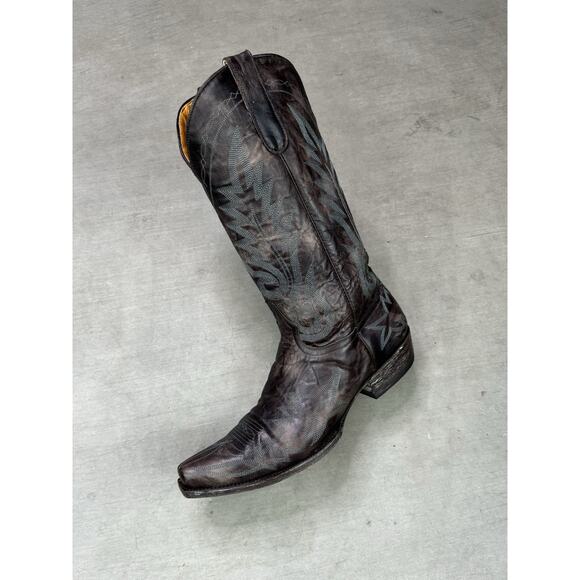 Old Gringo Distressed Brown Teal Stitching Cowboy Boots Size 11 D - Picture 1 of 12